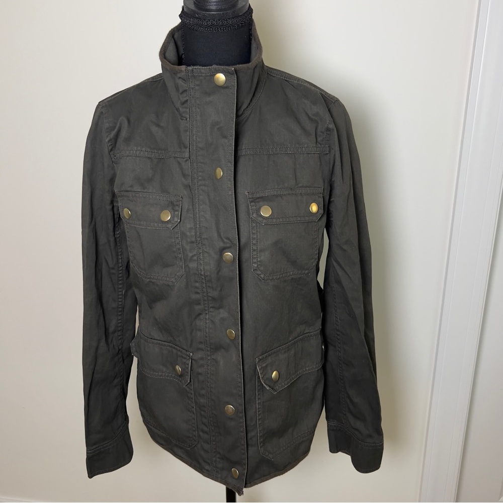 J. Crew Charcoal Grey Brass Buttons Womens Military Utility Jacket Small